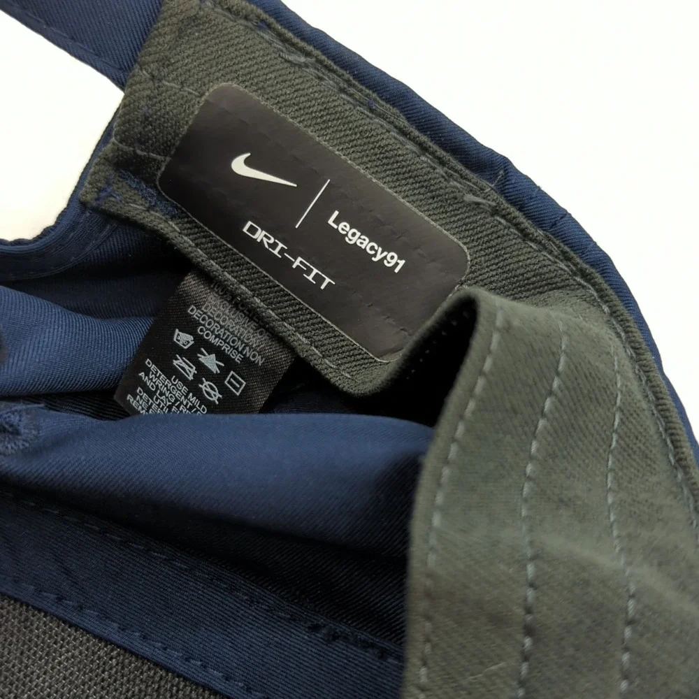 Nike Legacy91 Hat Cap Strap Back Navy Blue White Center Swoosh Golf Lightweight